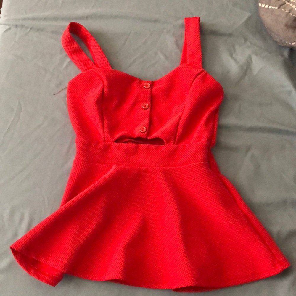Bebe sexy peplum keyhole Burton top